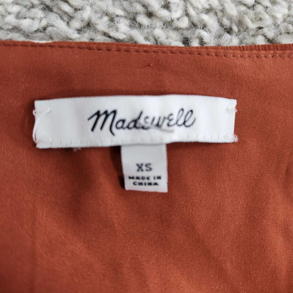 Madewell Smocked Waist Mini Dress Button-Front Short Sleeve V Neck Size XS - Picture 6 of 14